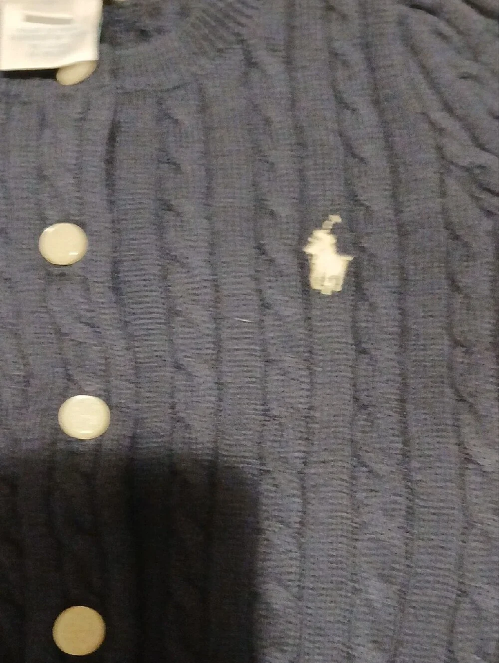 Ralph Lauren Navy Cable-Knit Cardigan with Black Leggings